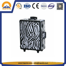 Zebra Aluminum Trolley Cosmetic Makeup Case (HB-3508)